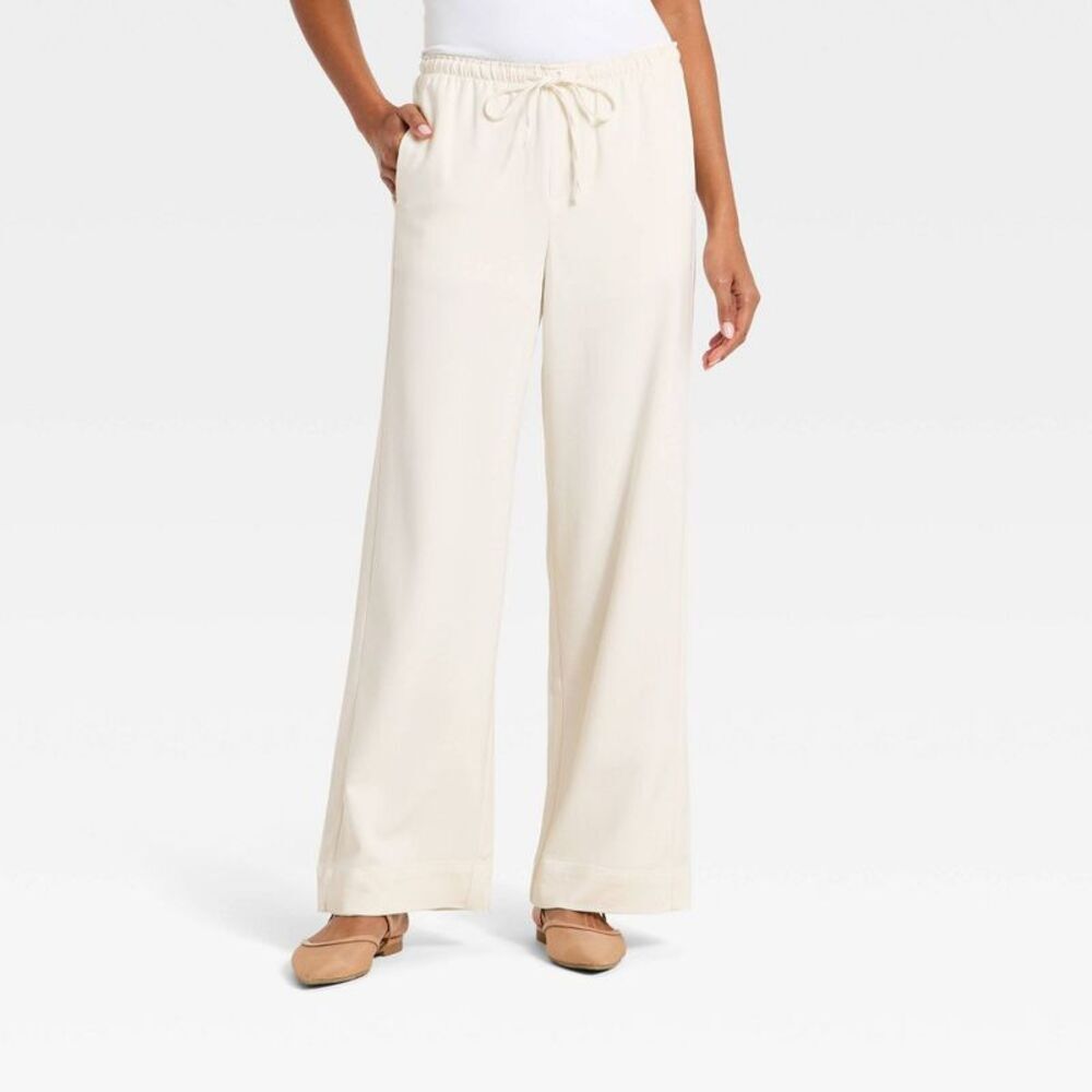 Women's Effortless Pull-On Pants - A New Day Cream XS Long